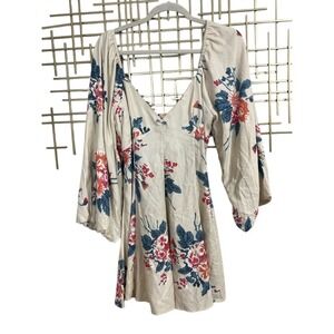 Free People Floral Mini Dress Long Sleeve Bohemian Women's S